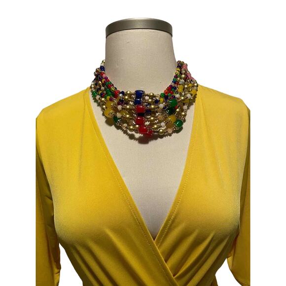 Janette Plus Size 1X Yellow Jersey Maxi Dress - Picture 5 of 7